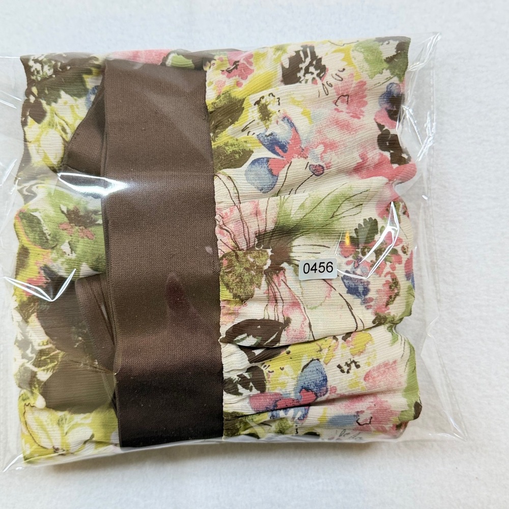 Liz Claiborne Floral Midi Skirt Brown Elastic Waist Chiffon Lined Green Pink M - Picture 8 of 8